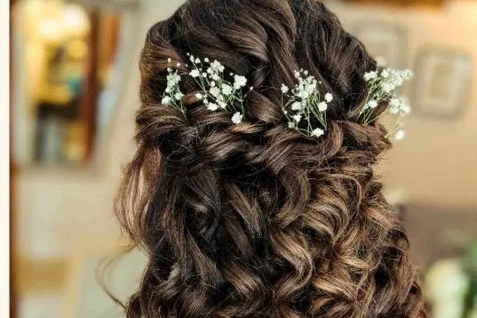 Curly hair half up