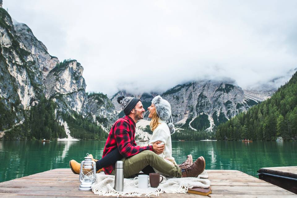 Loving Couple by the Lake