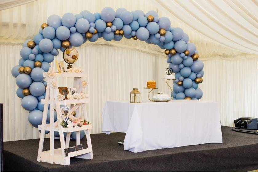 Balloon arch in Marquee
