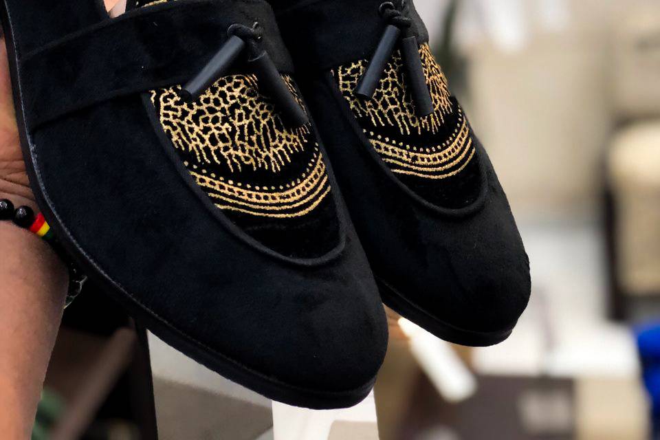 Custom black loafers