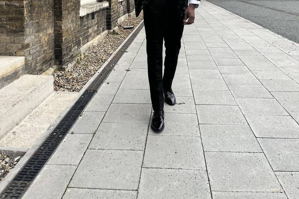 Embroidered black tux