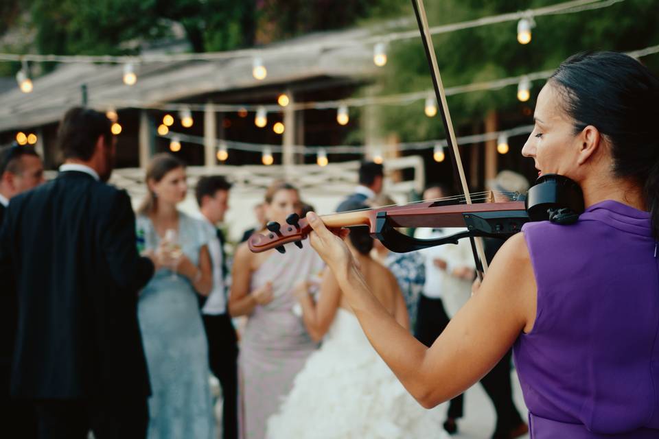 Violin playing at a wedding