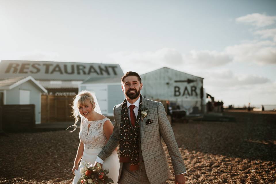 Relaxed shot of couple holding hands