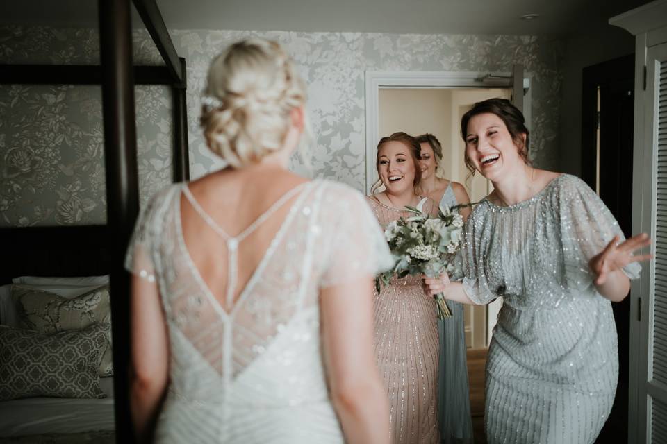 Bride with bridesmaids