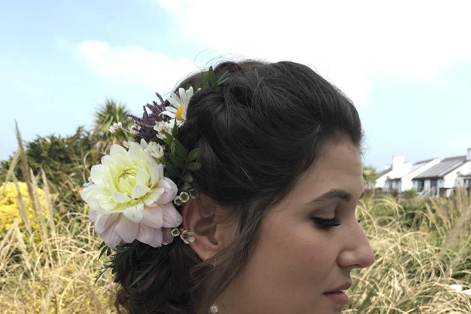 Braided crown updo