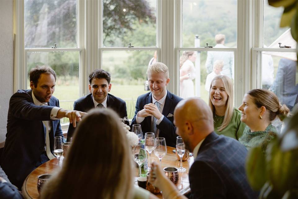 Guests mingling in the bar