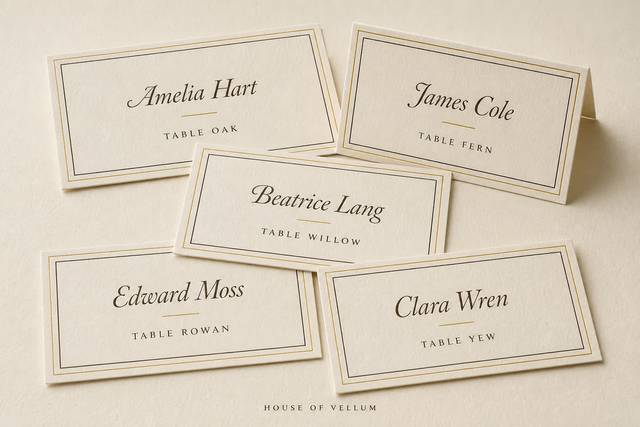 Escort cards printed from a Ve