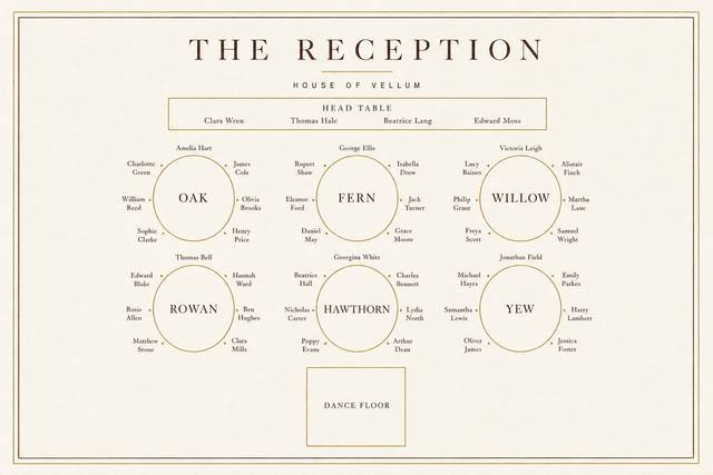 A printed wedding breakfast ta