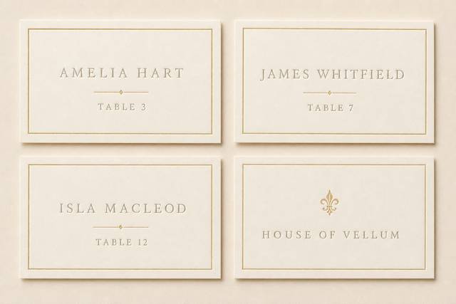 Place cards laid out for a rec