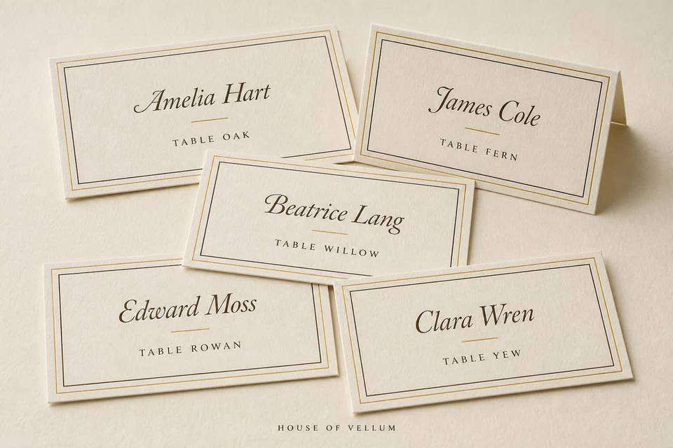 Escort cards printed from a Ve