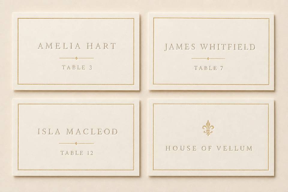 Place cards laid out for a rec