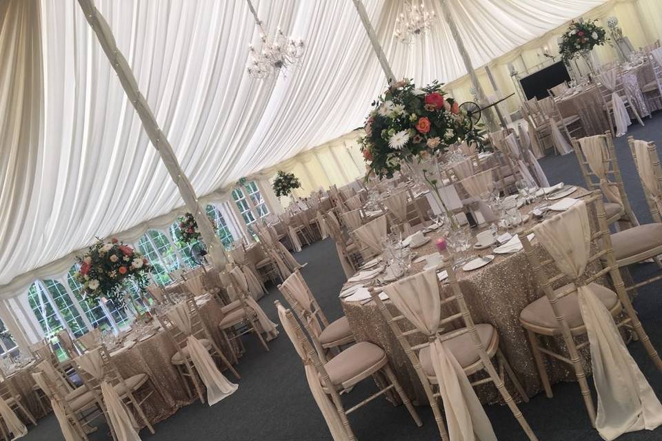 Marquee Wedding, Chivari Chairs