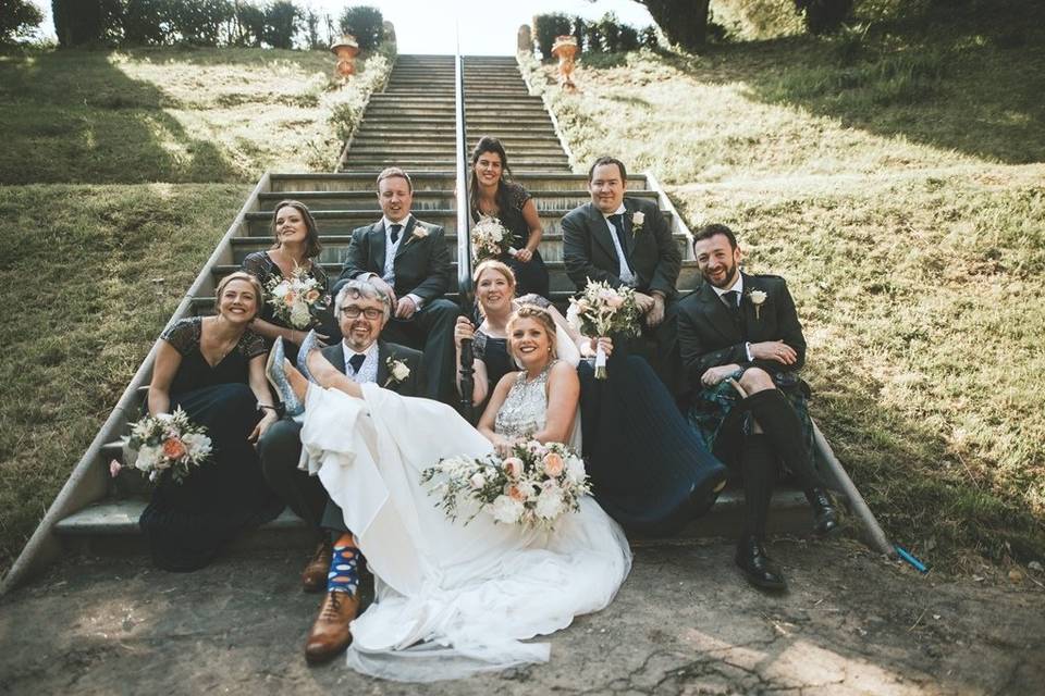 Fun wedding party portrait