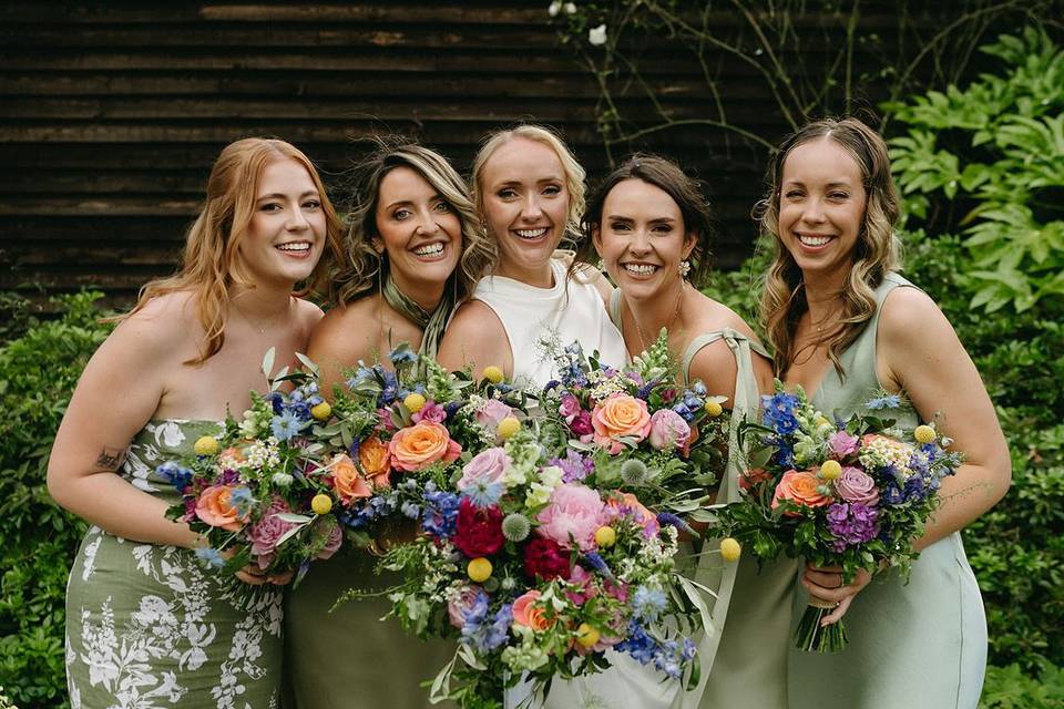 Colourful Bride and Bridesmaid