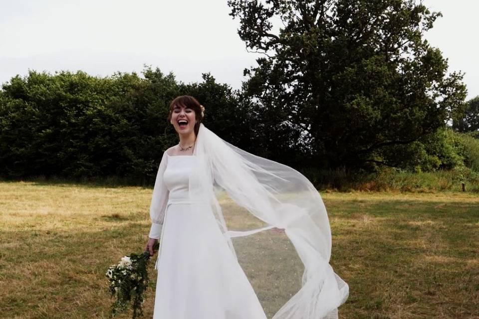 Bride laughing