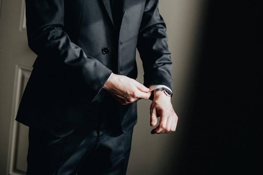 Groom getting ready