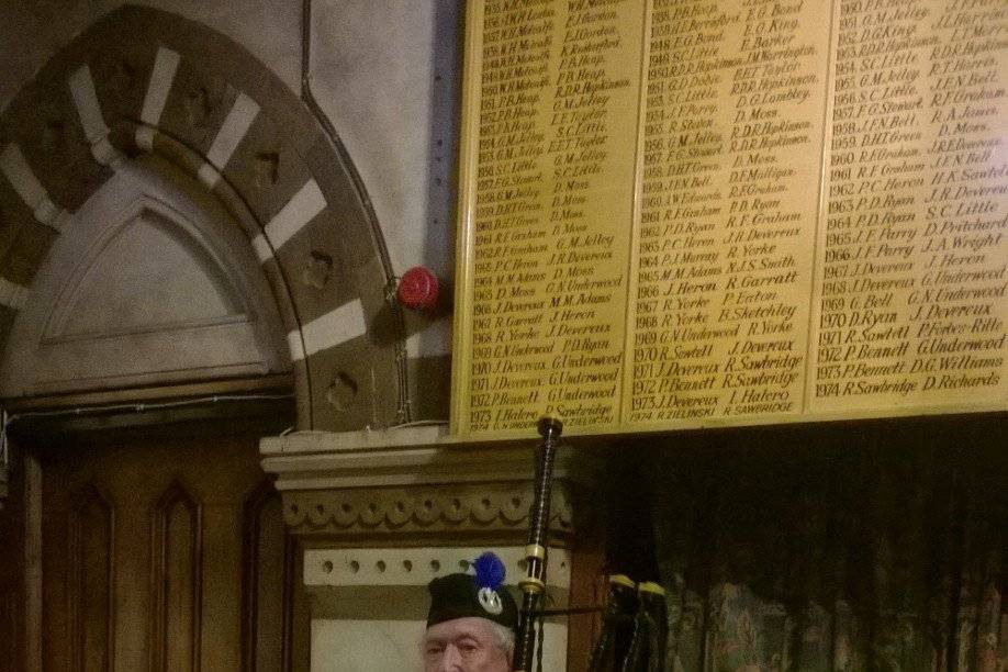 Scottish Piper In The Entrance Hall