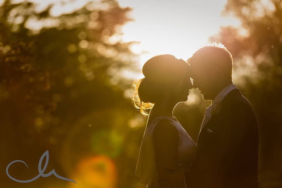 Sunset wedding couple