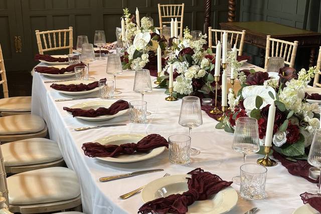 Burgundy and ivory wedding