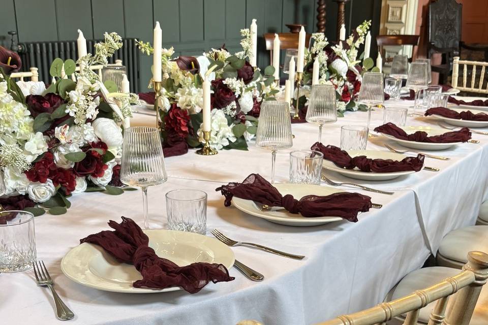 Romantic wedding reception