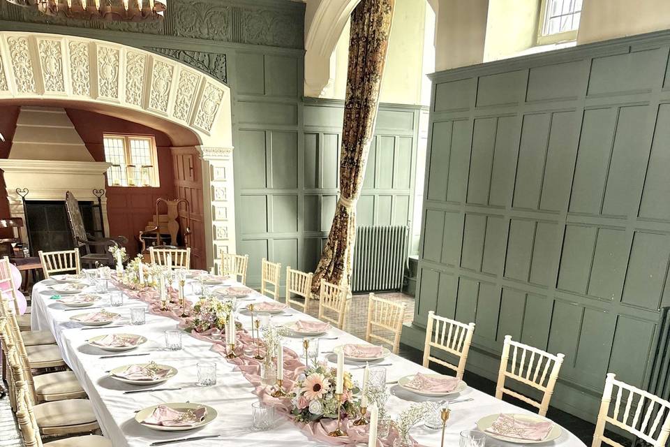 Blush pink wedding tablescape