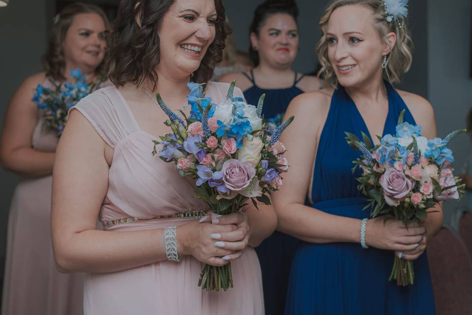 Bridesmaids down the aisle