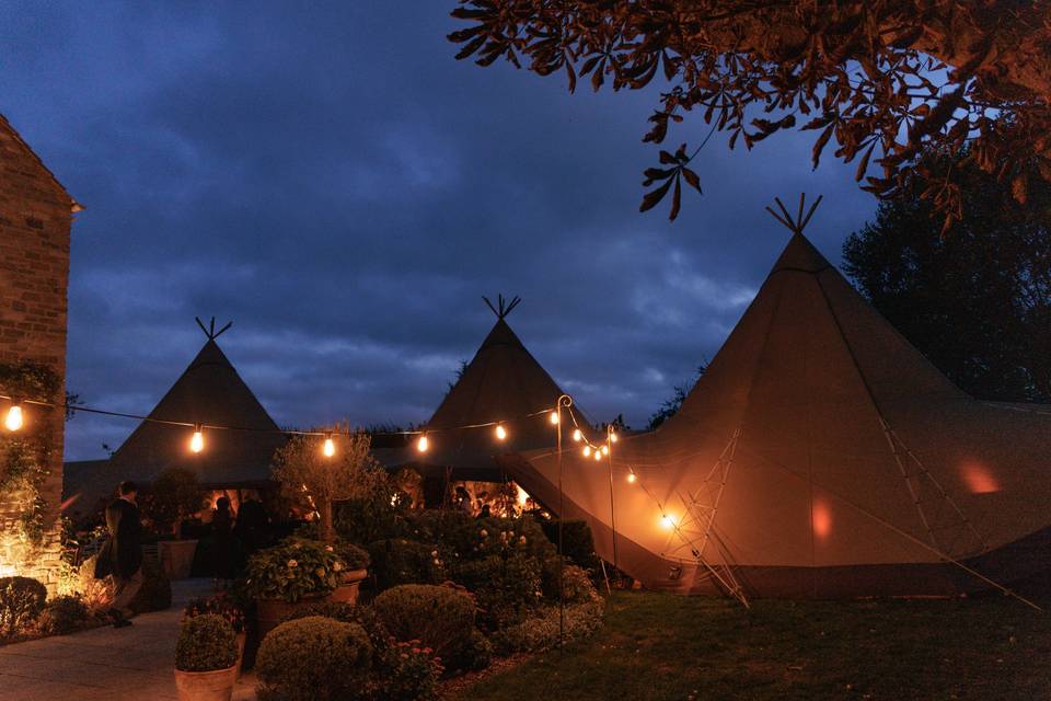 Tipis at Night