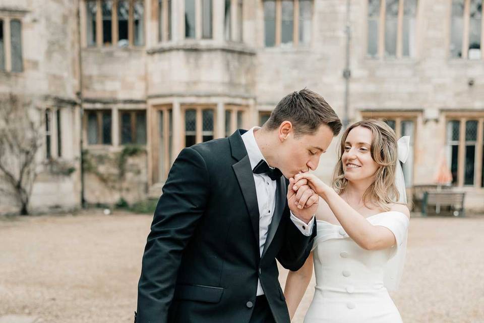 Couple portrait outside venue