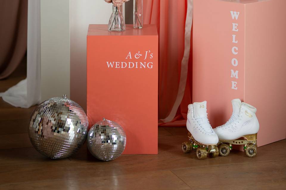 Disco themed decor and signage