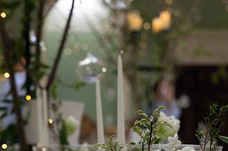Green & white wedding decor