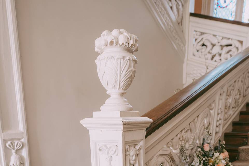 Wedding flowers staircase