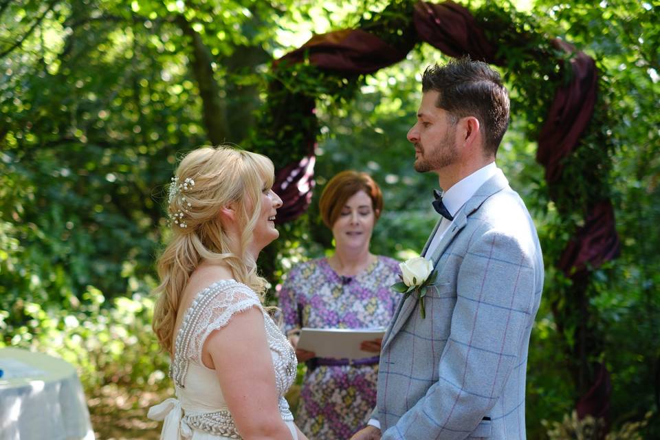 Intimate woodland ceremony