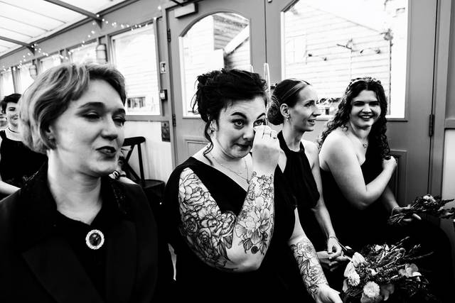 Wedding guests crying