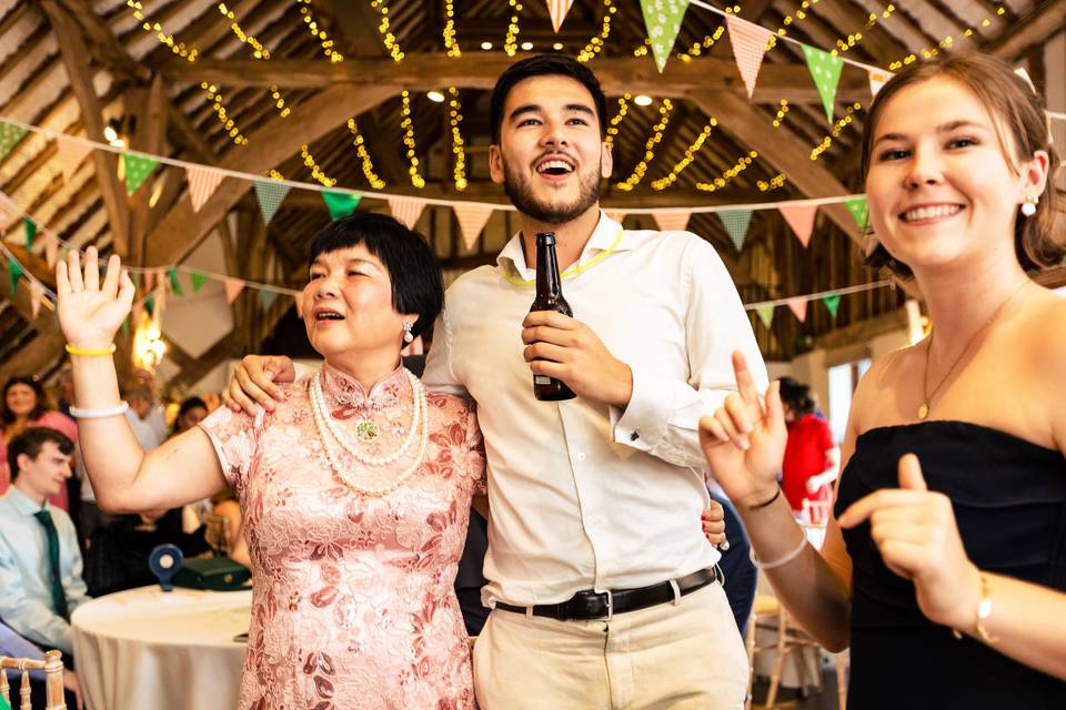 Wedding guests dancing