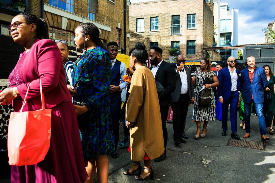 Wedding guests at Shoreditch