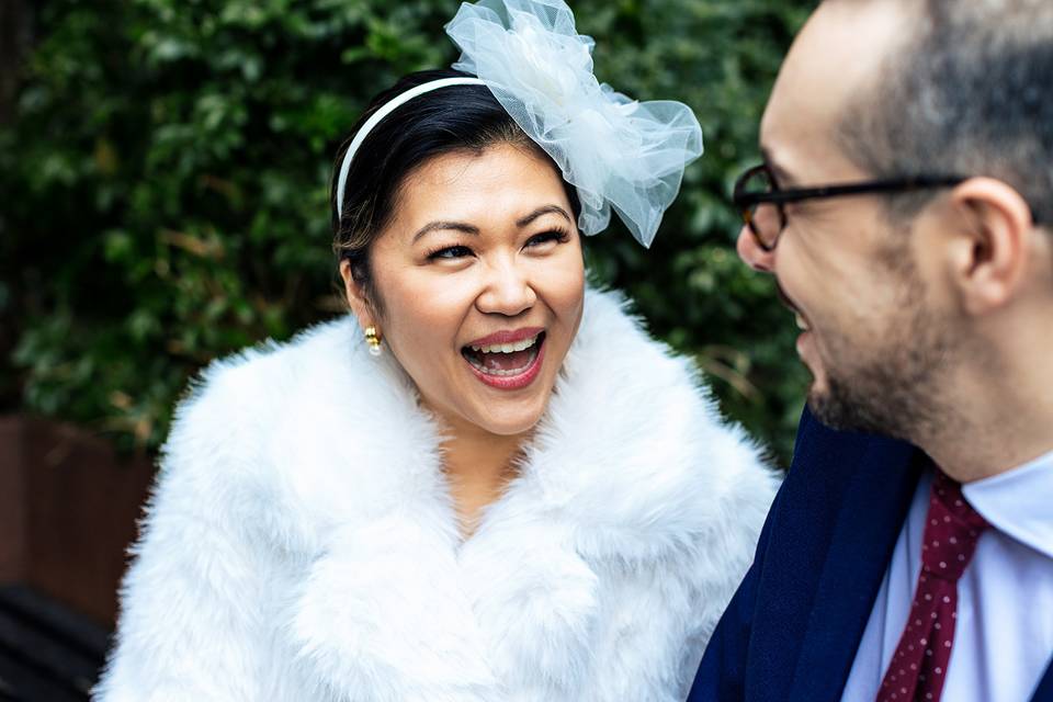 Bride smiling London