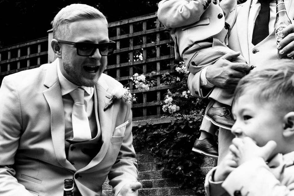 Groomsmen playing