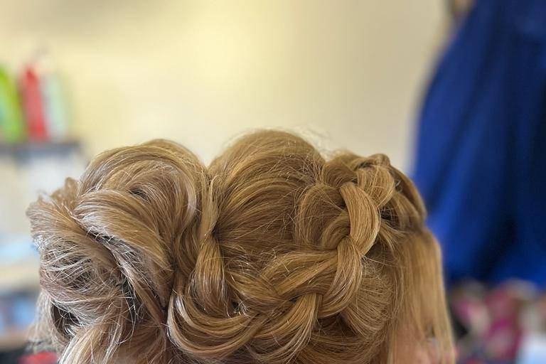 Loose braid mid bun