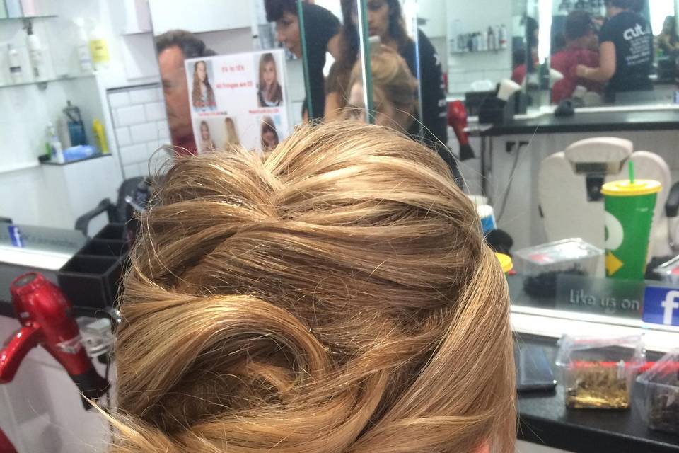 Loose updo with curls