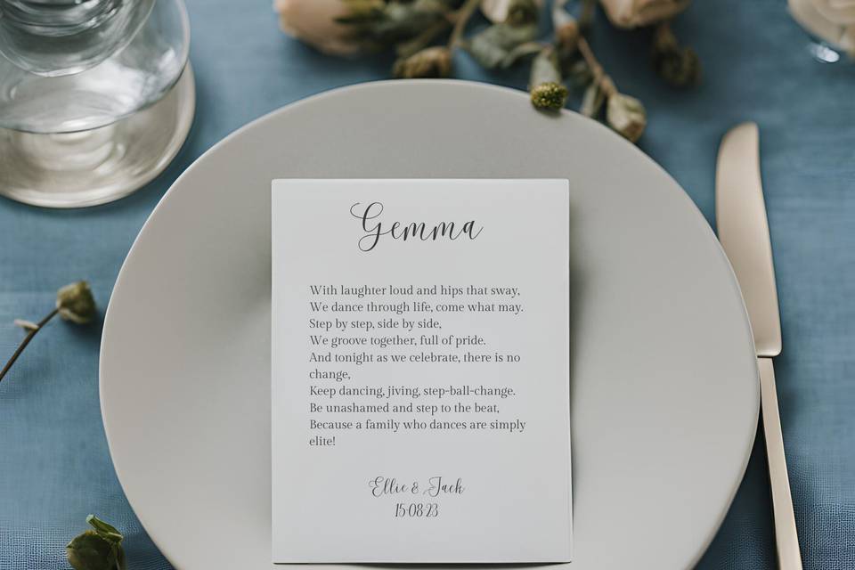 Gemma wedding favour