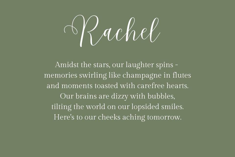 Rachel - Wedding Favour