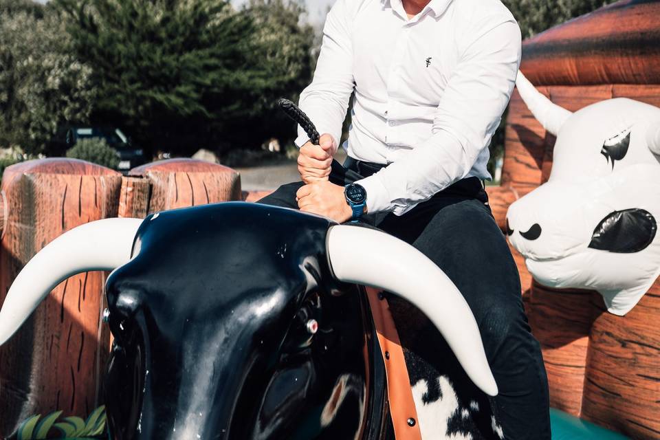 Riding rodeo on Bride's reques