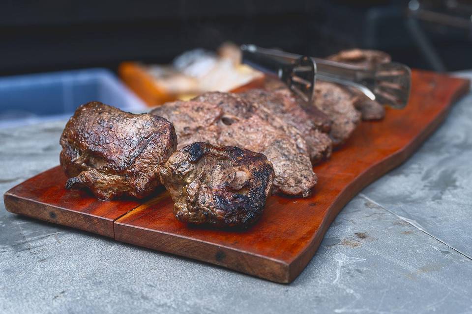 Freshly grilled steaks