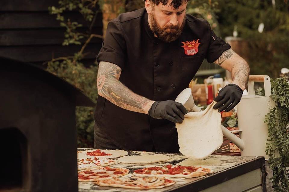 Jon prepping pizzas!