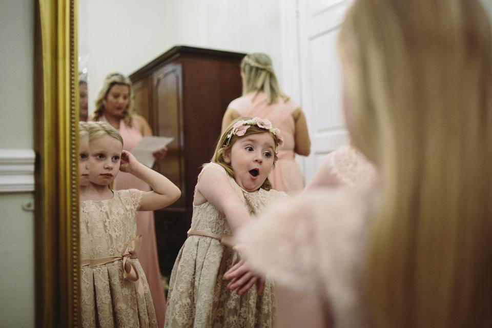 Bridesmaids pulling faces