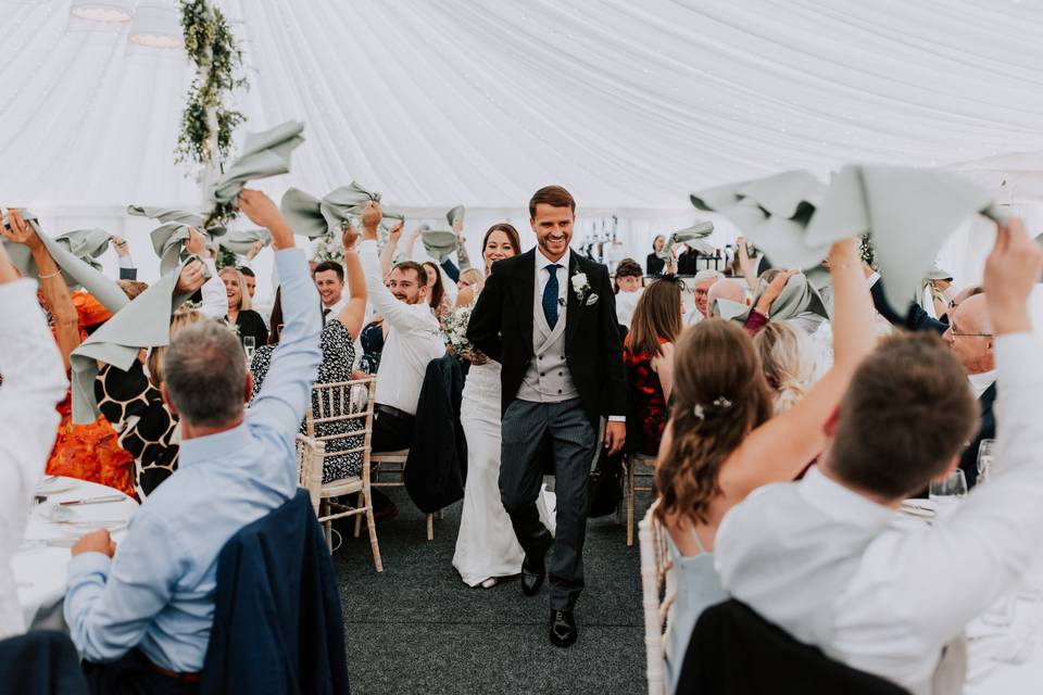 Bride and groom welcome