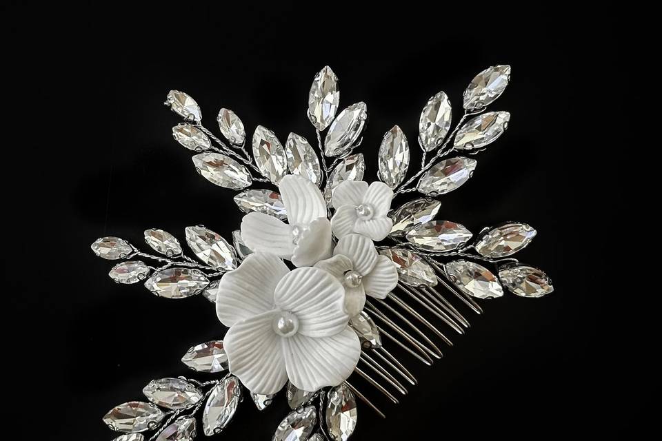 Silver bridal hair comb