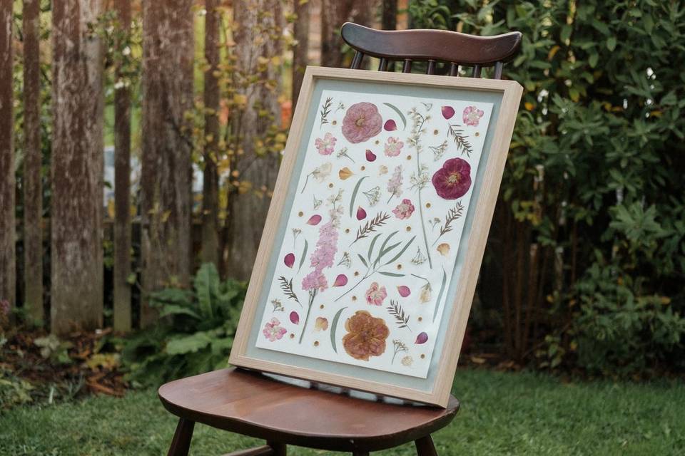 Pressed wedding flowers