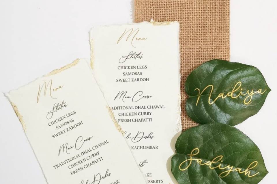 Menu cards