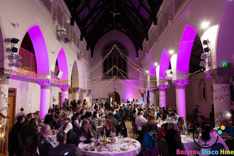 Purple lighting at The Elmgrove - Bristol Disco Hire